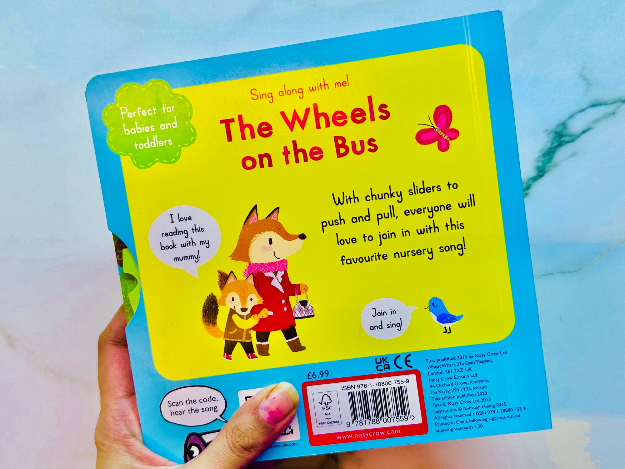 Wheels On The Bus Pull Push Slide With QR Code to Scan