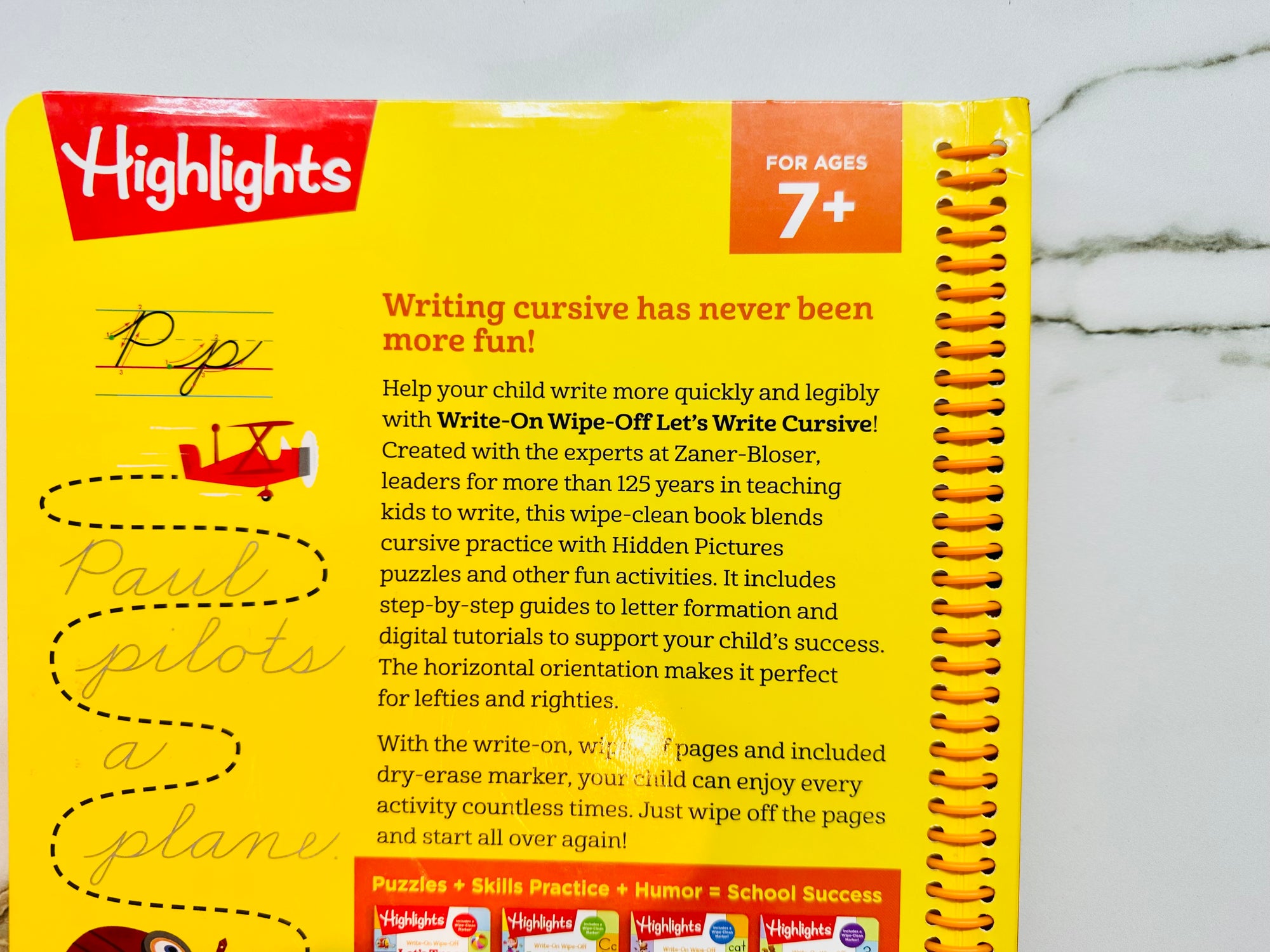 Wipe On Wipe Off Lets Write Cursive Spiral Book