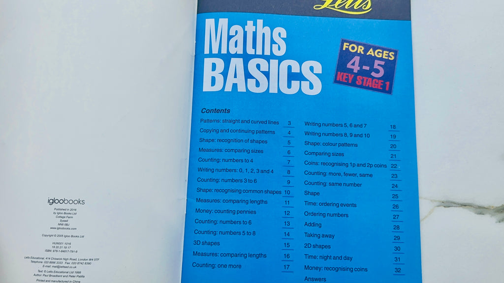 Maths Basics For 4 -5 yr olds