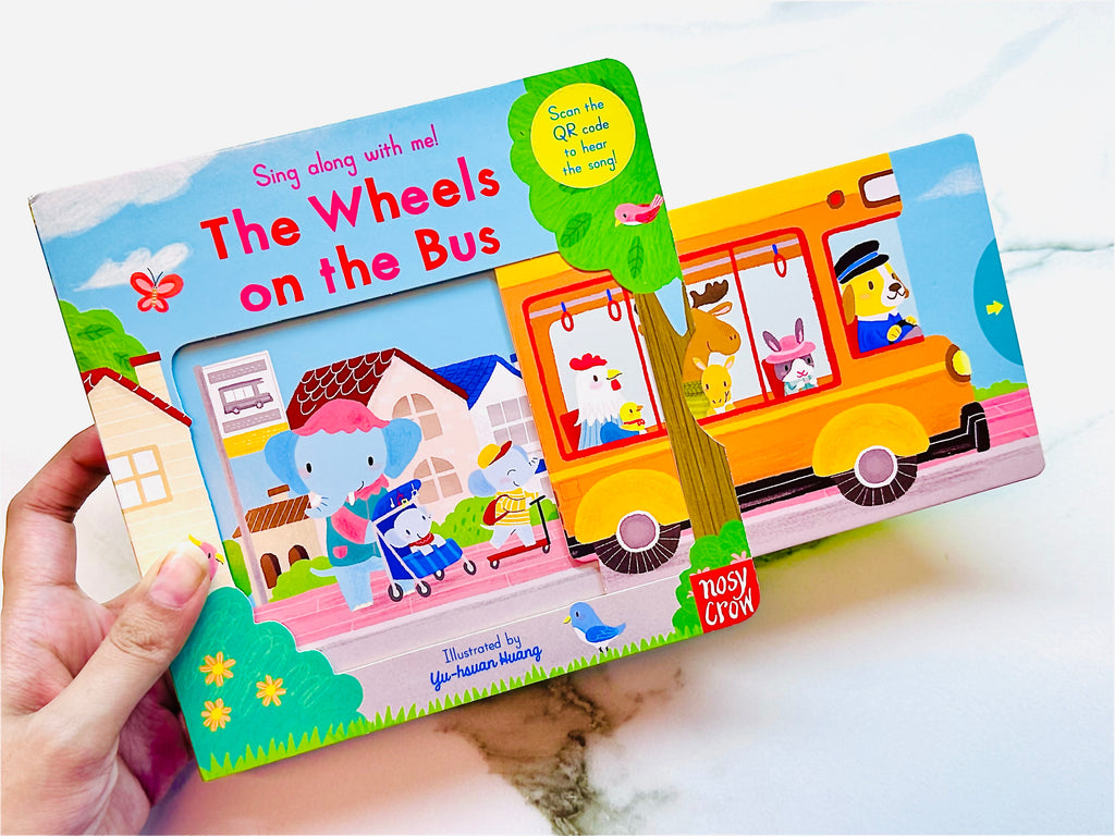 Wheels On The Bus Pull Push Slide With QR Code to Scan